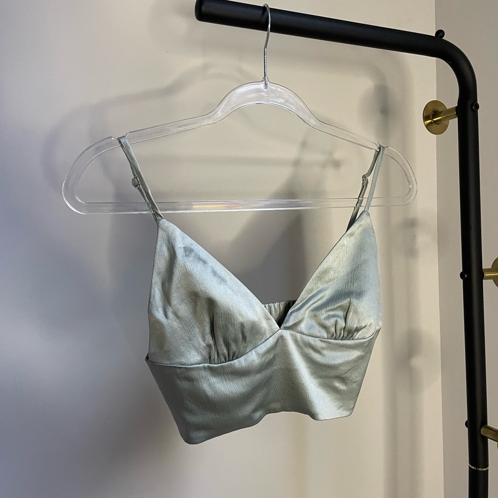 Zara Satin Tank Crop Top